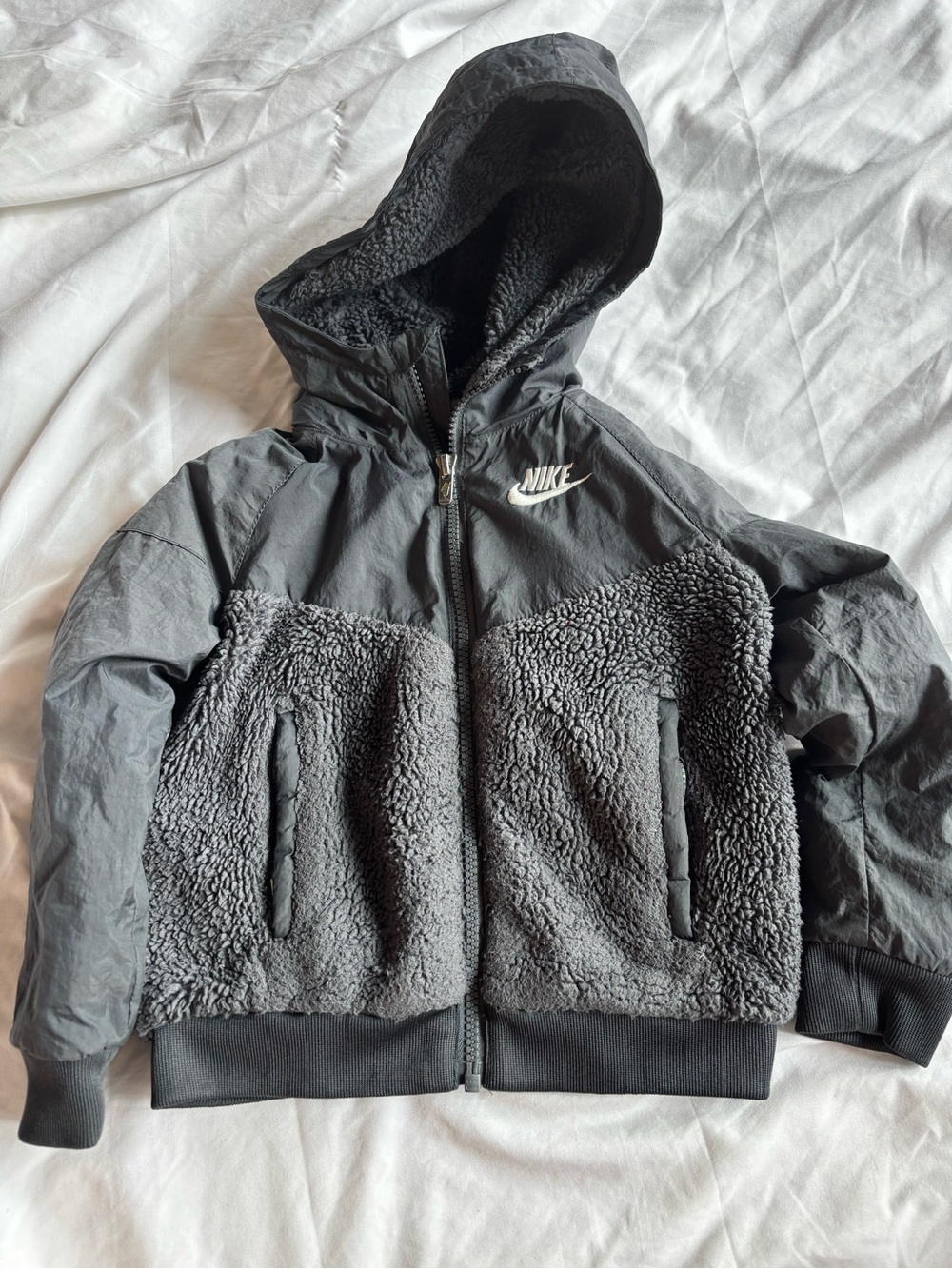 Nike Black Sherpa Fleece Hooded Jacket Toddler 3t